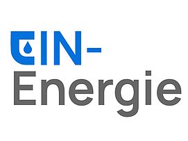 Logo Einenergie. Das EIN im Logo ist blau, das Energie in hellgrau