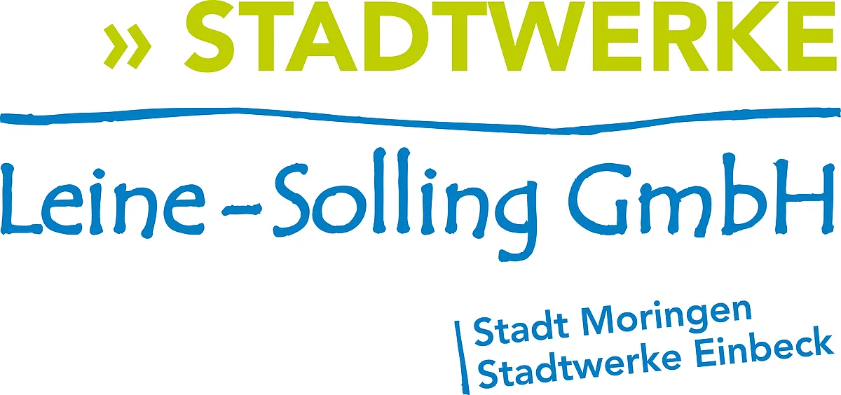 Logo der Stadtwerke Leine-Solling mit dem Zusatz der Gesellschafter Stadt Moringen und Stadtwerke Einbeck